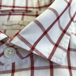 ERMENEGILDO ZEGNA XL Red White Check Cotton Luxury